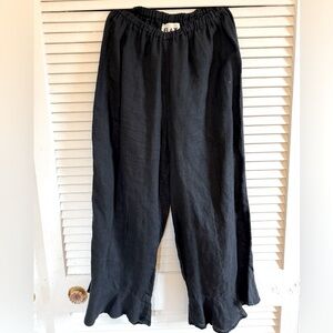 FLAX 100% Linen Black Cropped Pants